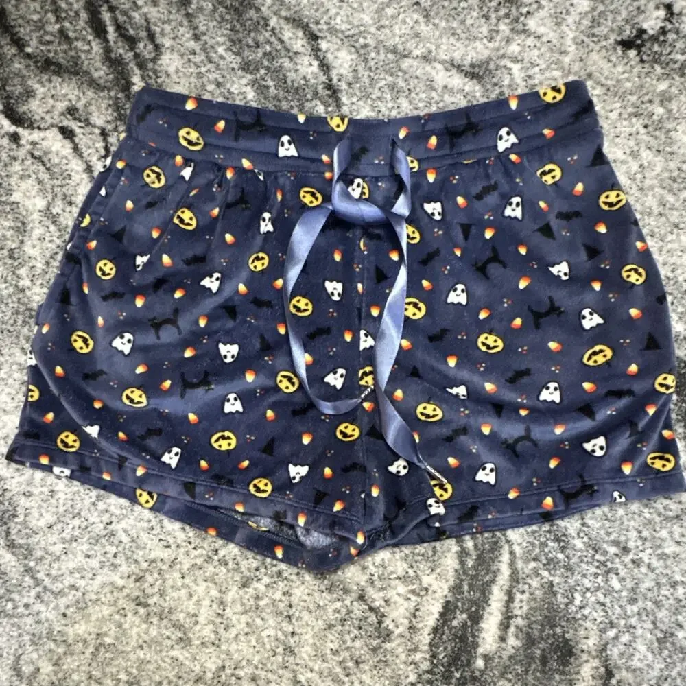 Jaclyn Intimates Women's Sleep Shorts S Navy Halloween Ghost Graphic Drawstring